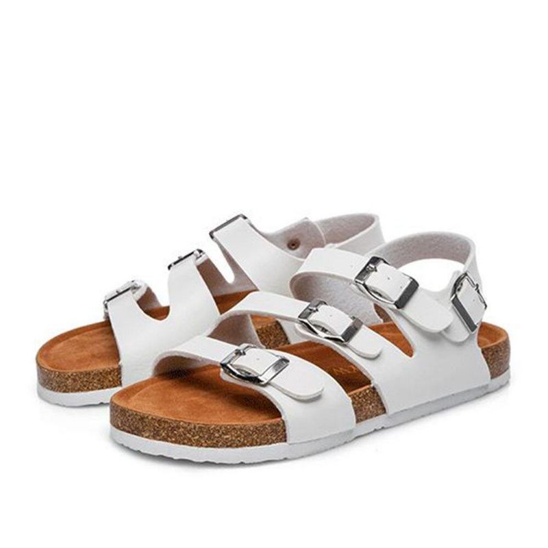 Dam Beach Comfy Triple Buckle Strap Mjuka Platta Korksandaler