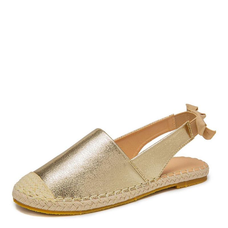 Kvinnor Casual Closed Toe Metallic Bekväma Espadrilles Platta Sandaler