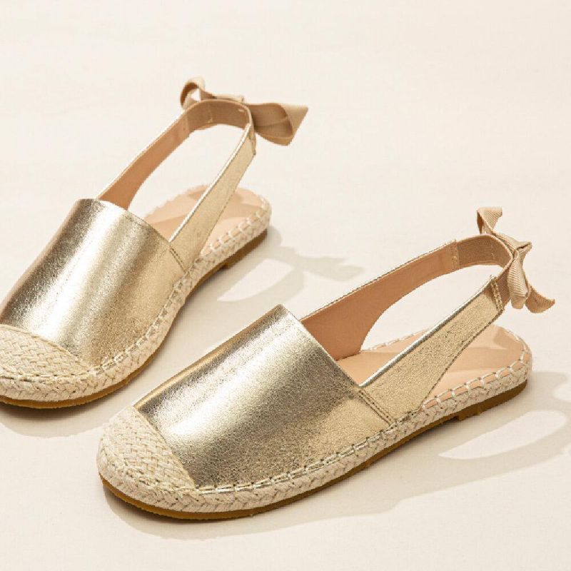 Kvinnor Casual Closed Toe Metallic Bekväma Espadrilles Platta Sandaler