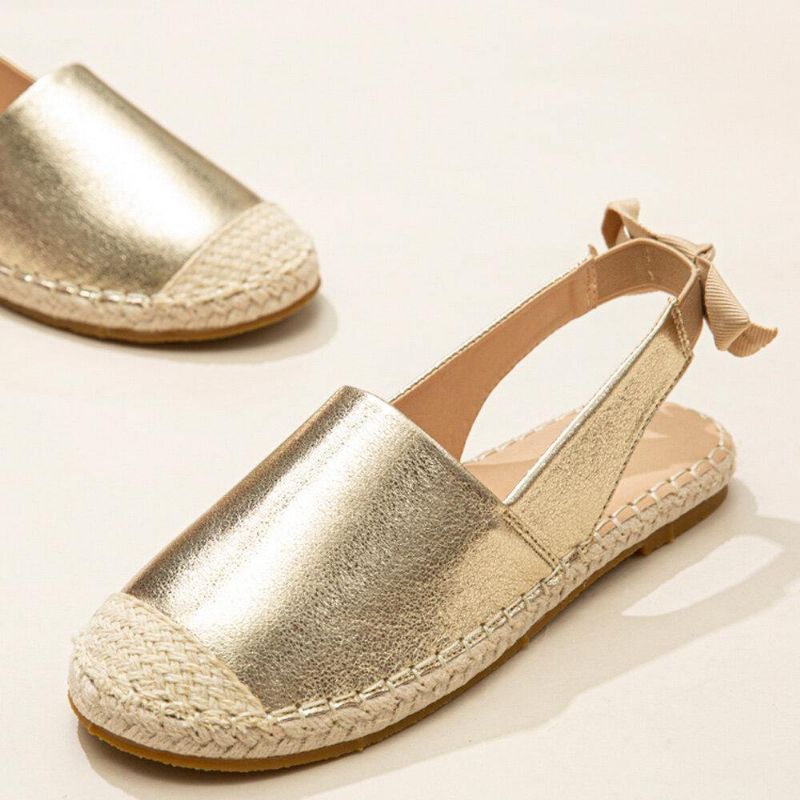 Kvinnor Casual Closed Toe Metallic Bekväma Espadrilles Platta Sandaler