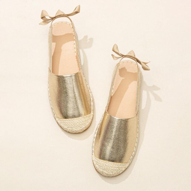 Kvinnor Casual Closed Toe Metallic Bekväma Espadrilles Platta Sandaler