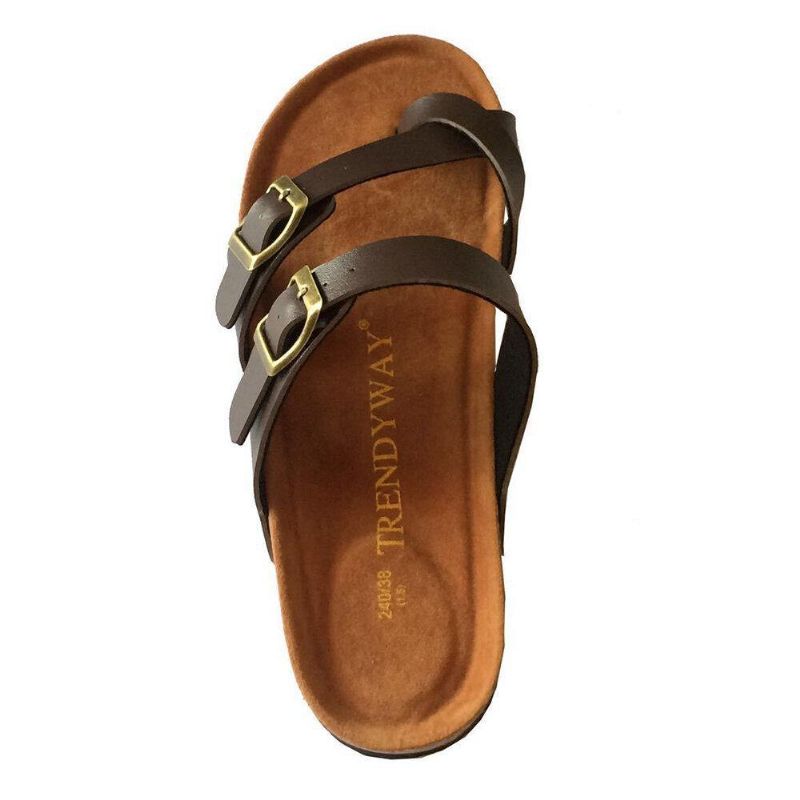 Kvinnor Med Dubbel Spänne Comfy Beach Flip Flops Cork Flat Sandaler