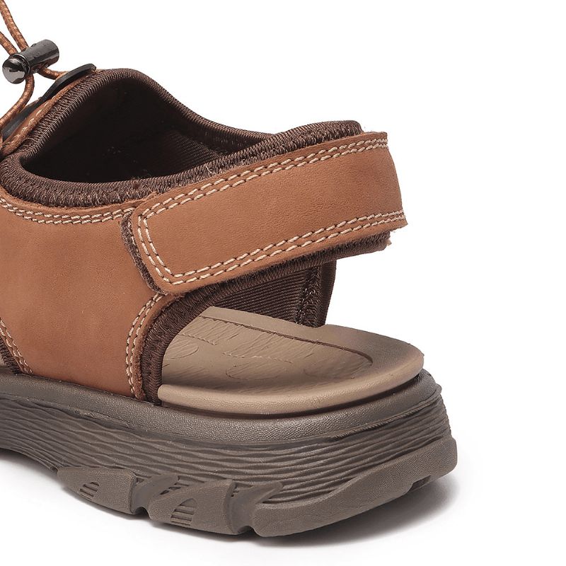 Män Äkta Läder Öppnade Andas Halkfria Casual Outdoor Sandaler