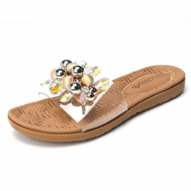 Kvinnor Beach Beaded Dekoration Platta Tofflor