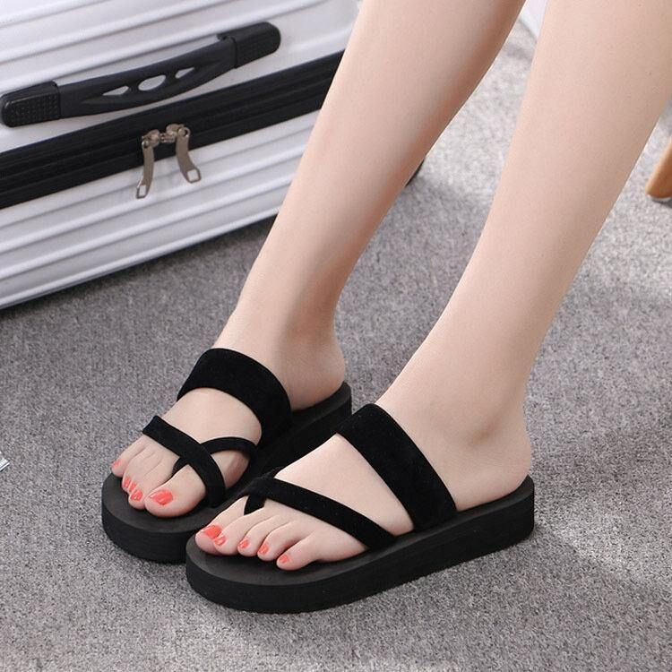 Kvinnor Clip Toe Enfärgad Casual Home Wedge Tofflor