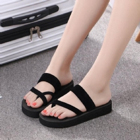 Kvinnor Clip Toe Enfärgad Casual Home Wedge Tofflor