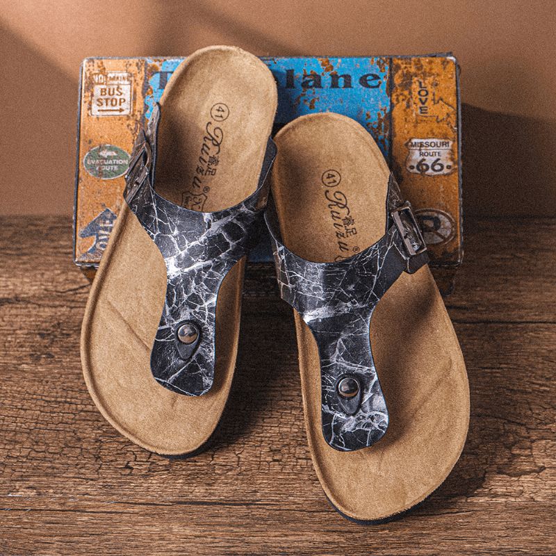 Män Andas Clip Toe Halkfria Beach Flip Flops Casual Tofflor