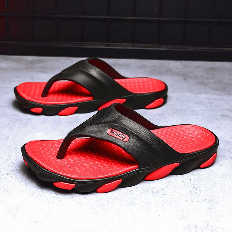 Män Andas Mjuk Botten Halkfria Bekväma Beach Flip Flops Casual Tofflor