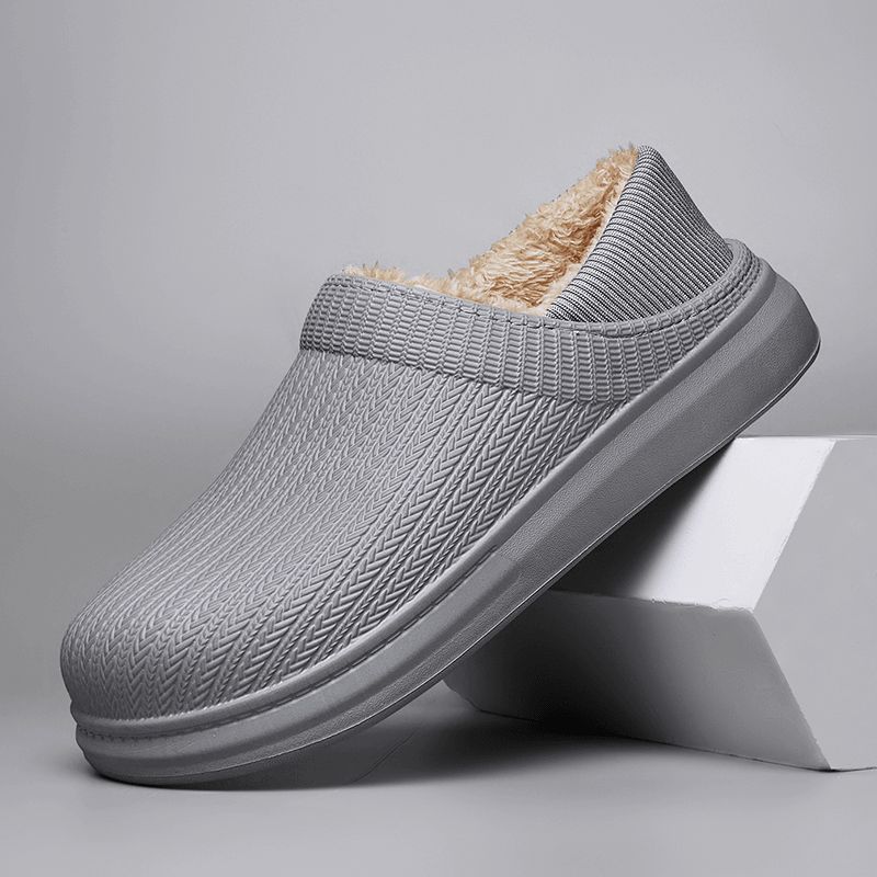 Män Comfy Wide Fit Rund Tå Varma Easy Slip-On Home Tofflor