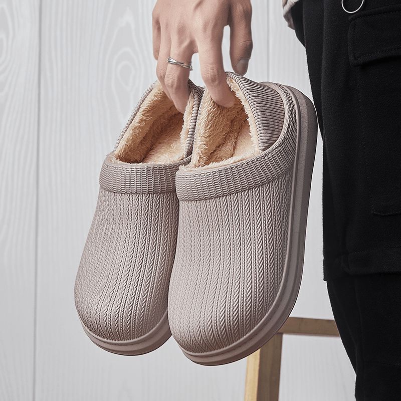 Män Comfy Wide Fit Rund Tå Varma Easy Slip-On Home Tofflor