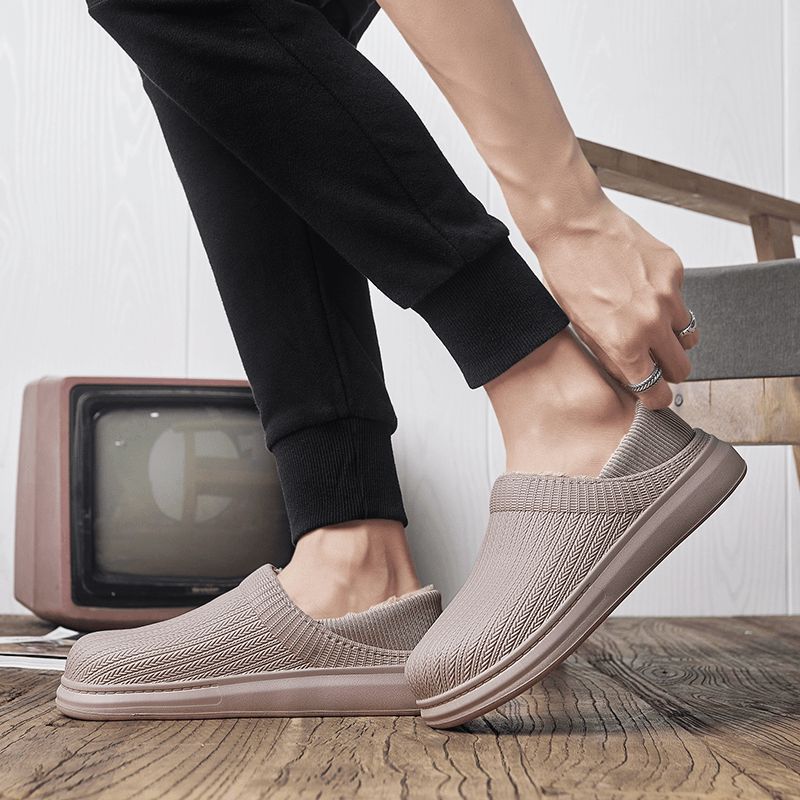 Män Comfy Wide Fit Rund Tå Varma Easy Slip-On Home Tofflor