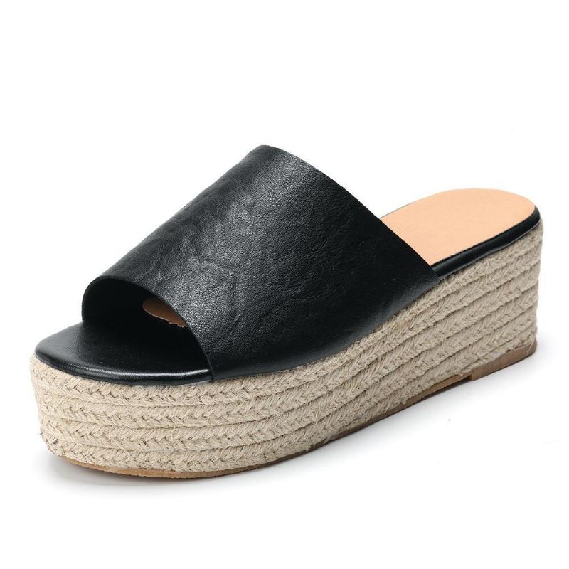 Serpentine Soft Bekväma Round Toe Wedge Comfy Tofflor