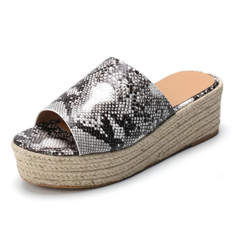 Serpentine Soft Bekväma Round Toe Wedge Comfy Tofflor