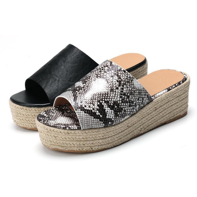 Serpentine Soft Bekväma Round Toe Wedge Comfy Tofflor