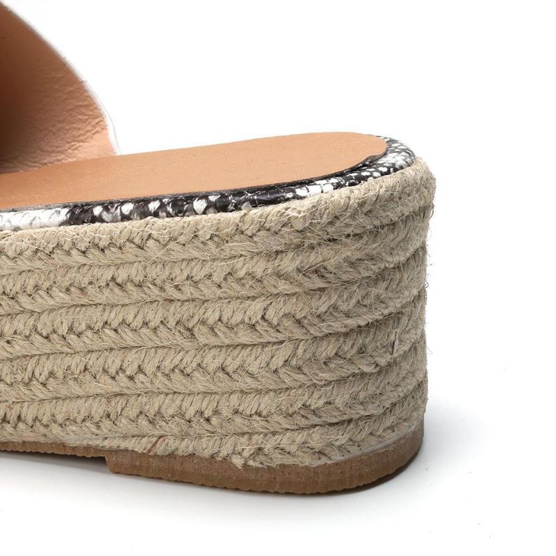 Serpentine Soft Bekväma Round Toe Wedge Comfy Tofflor