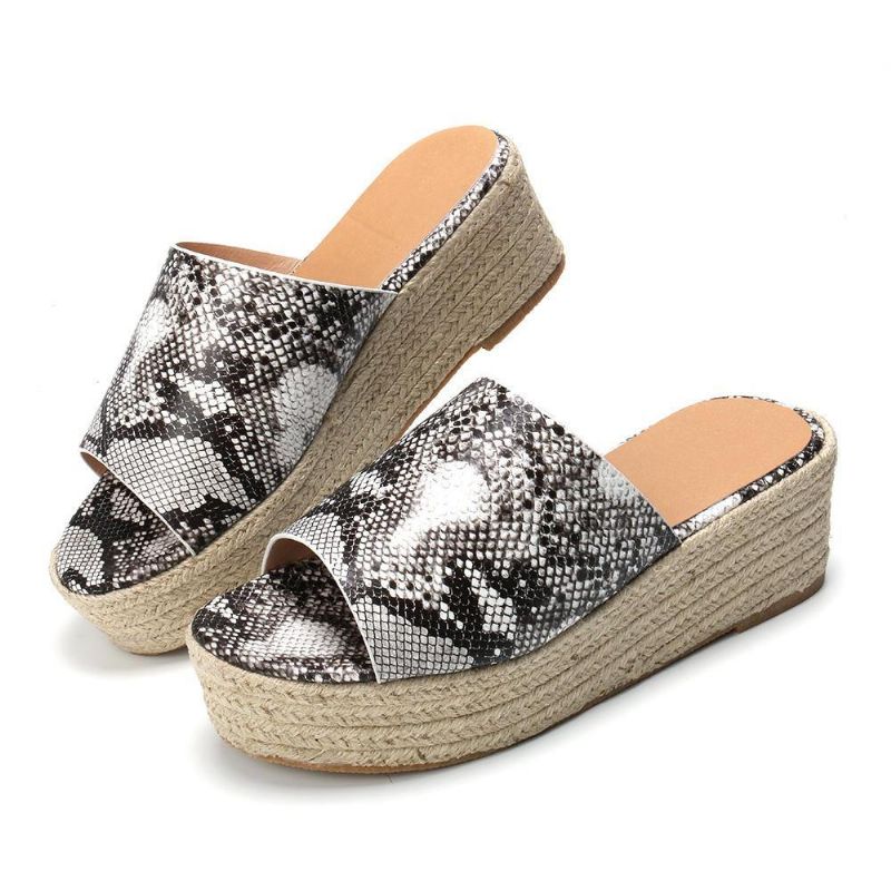 Serpentine Soft Bekväma Round Toe Wedge Comfy Tofflor