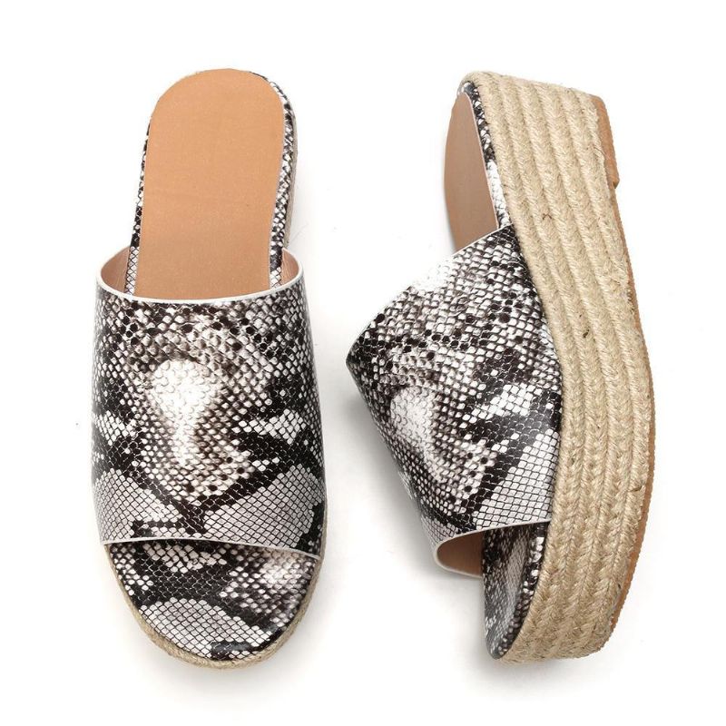 Serpentine Soft Bekväma Round Toe Wedge Comfy Tofflor