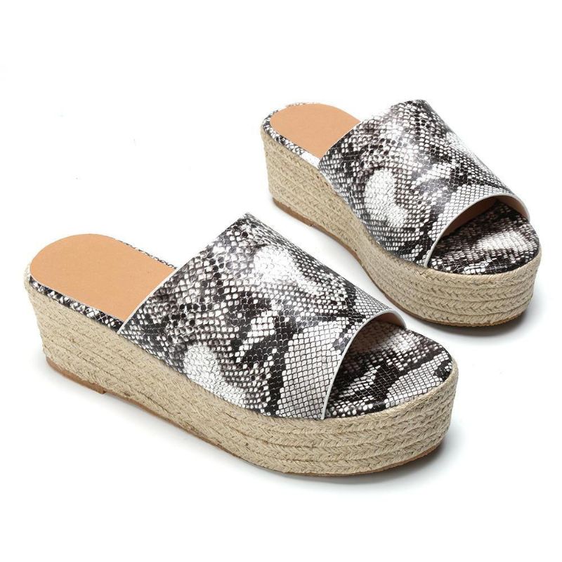 Serpentine Soft Bekväma Round Toe Wedge Comfy Tofflor