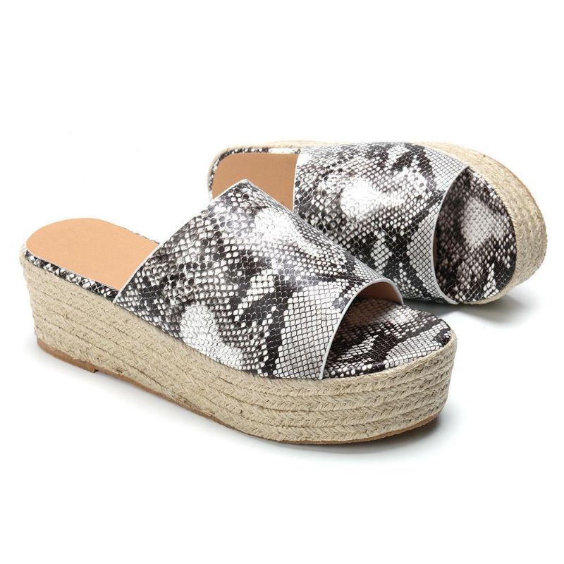 Serpentine Soft Bekväma Round Toe Wedge Comfy Tofflor