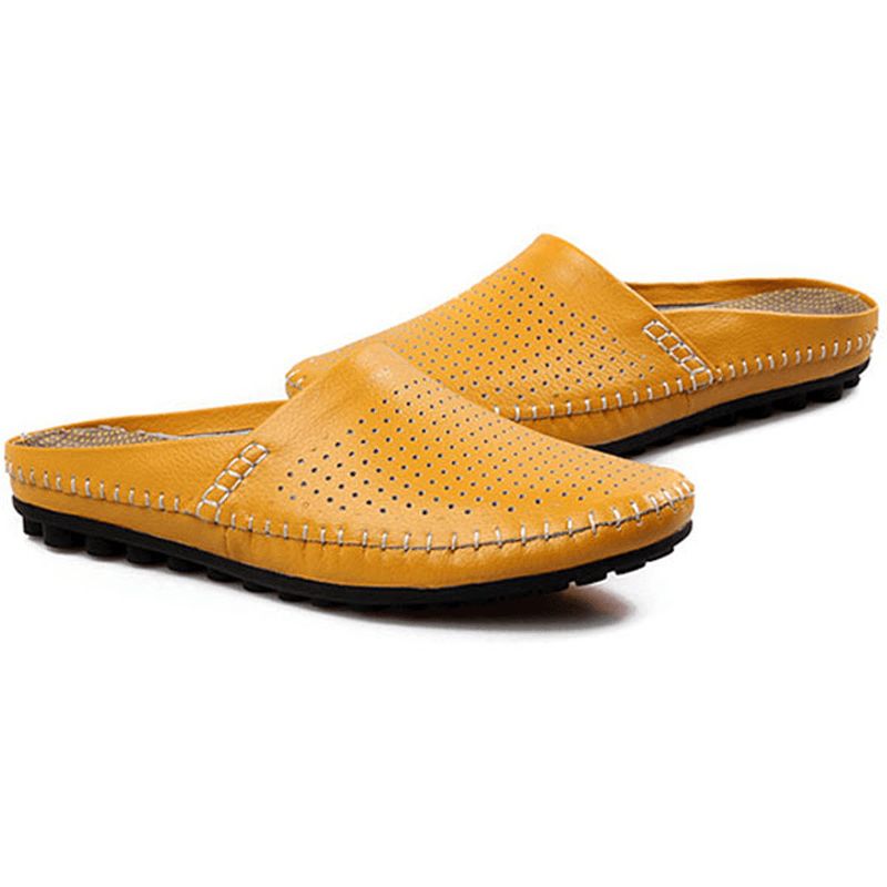 Slipper Herr Hollow Out Casual Beach Slip On I Läder