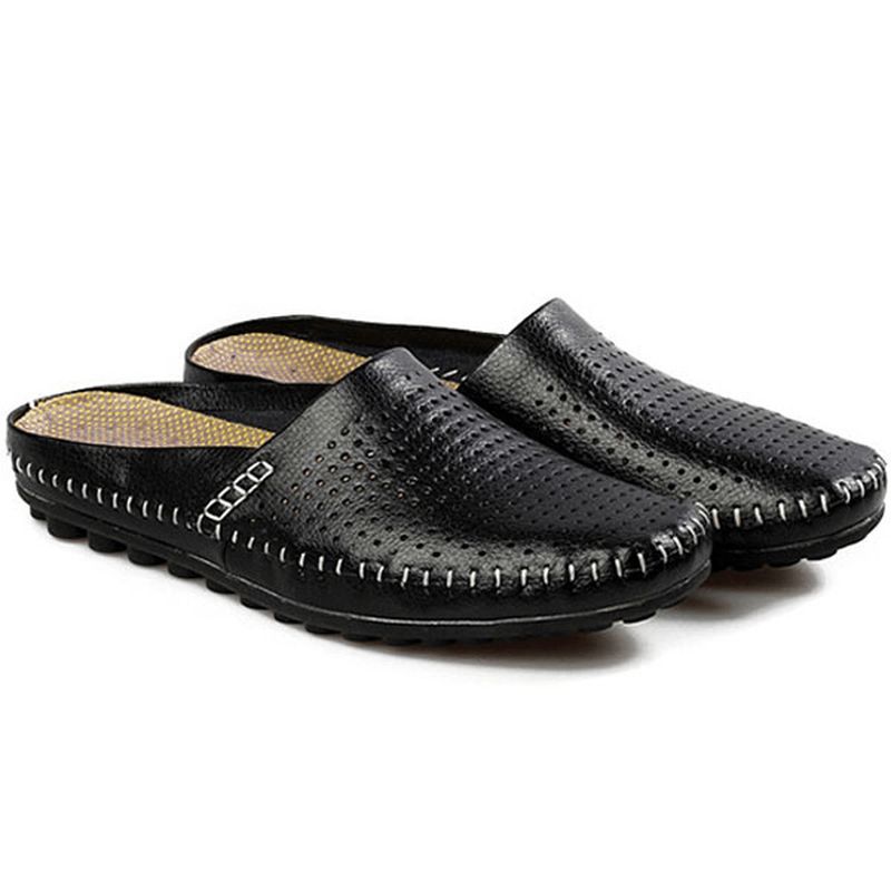 Slipper Herr Hollow Out Casual Beach Slip On I Läder