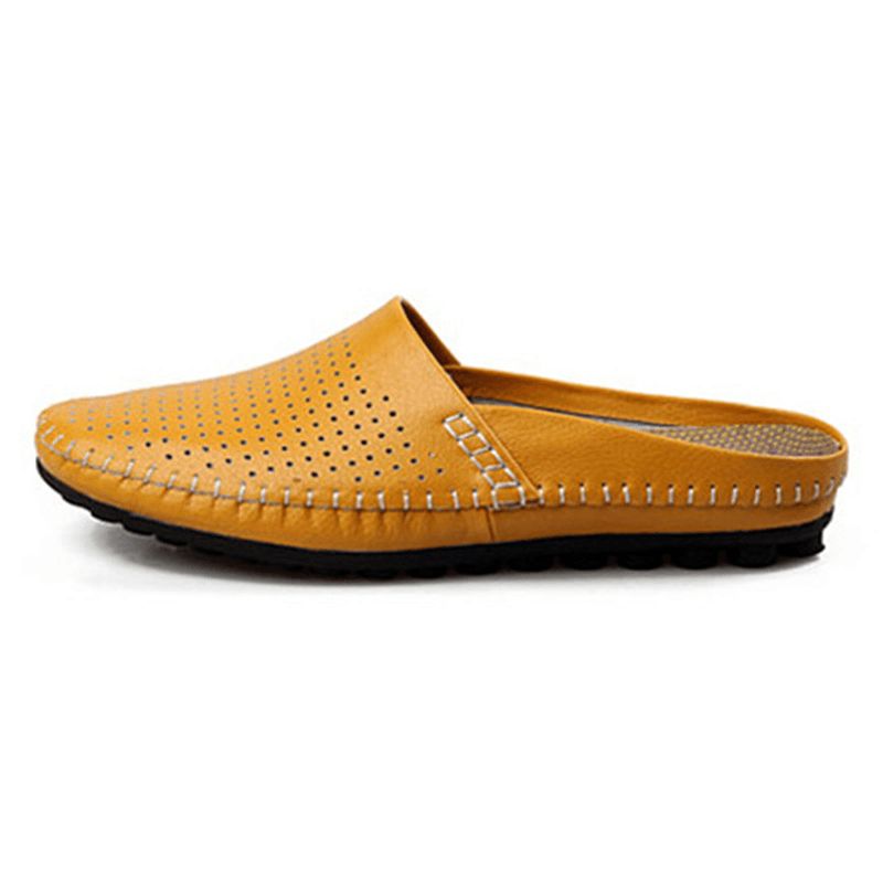 Slipper Herr Hollow Out Casual Beach Slip On I Läder