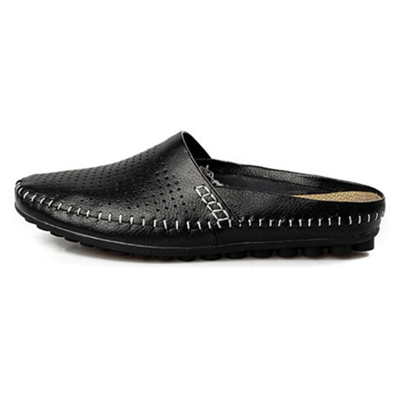 Slipper Herr Hollow Out Casual Beach Slip On I Läder