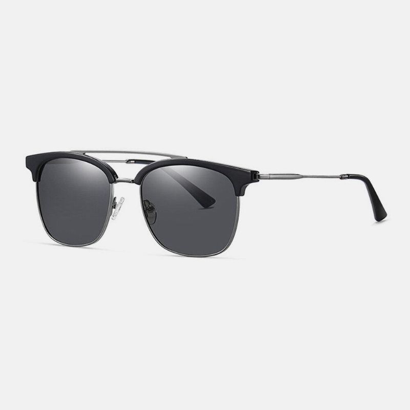 Män Super Light Oval Metal Full Frame Polarized Uv Protection Solglasögon