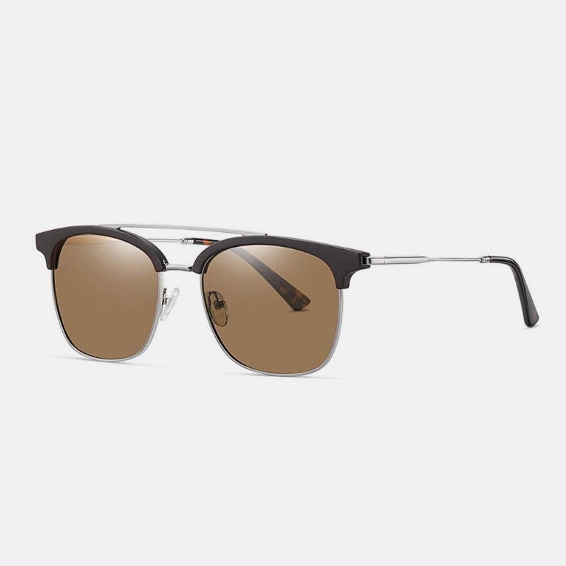 Män Super Light Oval Metal Full Frame Polarized Uv Protection Solglasögon