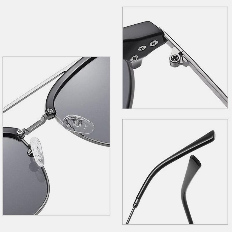 Män Super Light Oval Metal Full Frame Polarized Uv Protection Solglasögon