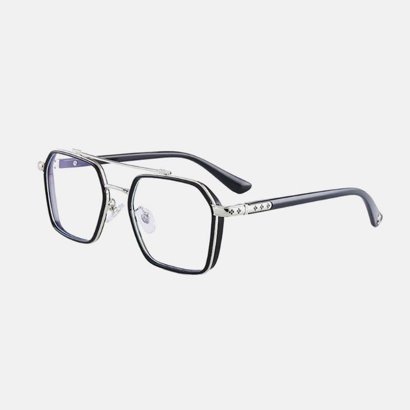 Unisex Large Full Frame Double Bridge Anti-Blue Light Anti-Uv Vintage Solglasögon