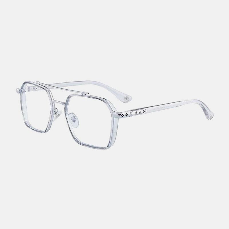 Unisex Large Full Frame Double Bridge Anti-Blue Light Anti-Uv Vintage Solglasögon