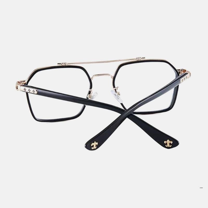 Unisex Large Full Frame Double Bridge Anti-Blue Light Anti-Uv Vintage Solglasögon