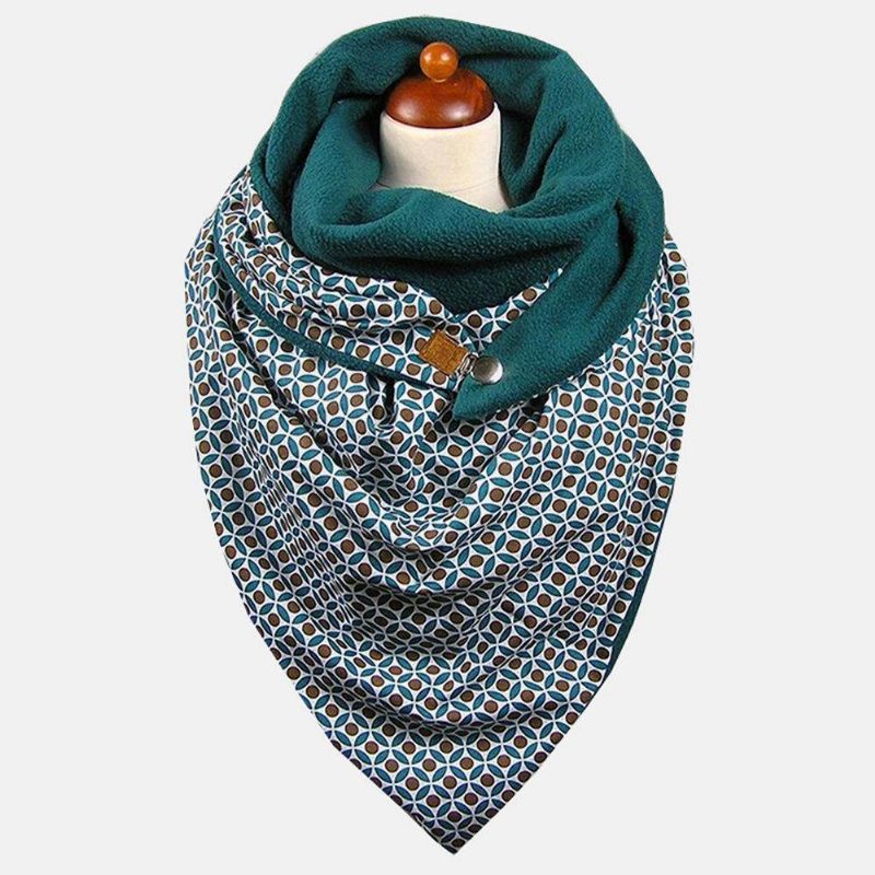 Dam Bomull Plus Tjock Håll VärHerr Vinter Utomhus Casual Geometri Mönster Multi-Purpose Scarf Sjal