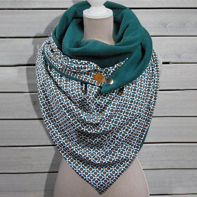 Dam Bomull Plus Tjock Håll VärHerr Vinter Utomhus Casual Geometri Mönster Multi-Purpose Scarf Sjal