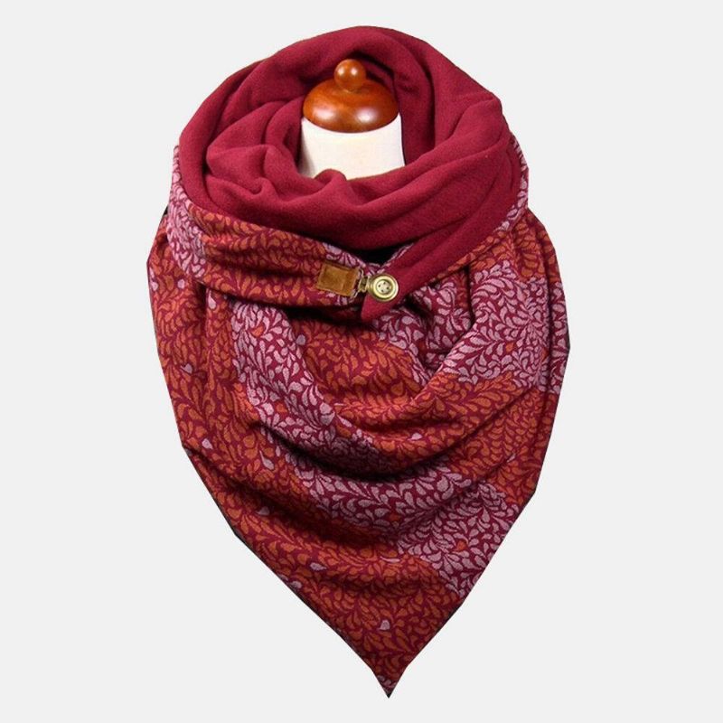 Kvinnor Bomull Plus Tjock Håll VärHerr Vinter Utomhus Casual Blommönster Multipurpose Scarf Sjal