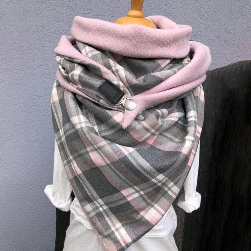 Kvinnor Bomull Plus Tjock Håll VärHerr Vinter Utomhus Casual Galler Mönster Kontrast Färg Multifunktionssjal Scarf