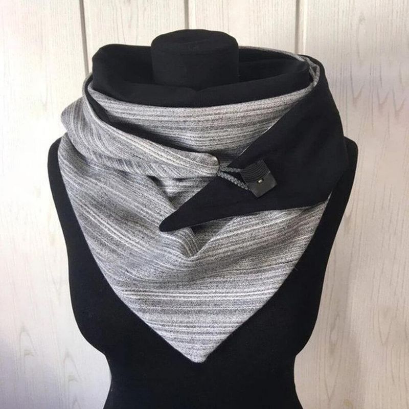 Kvinnor Plus Tjock Håll Varm Vinter Utomhus Casual Stripe Mönster Multi-Purpose Scarf Sjal