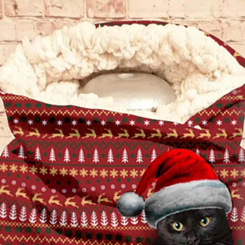 Kvinnor Söt Tecknad 3D Black Cat Fstive Christmas Atmosphere Randmönster Varm Nackskyddssjal