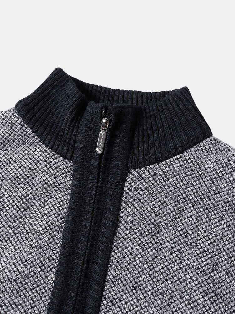 Knit Zip Front Slant Ficka Tjock Varma Ärmlösa Västar