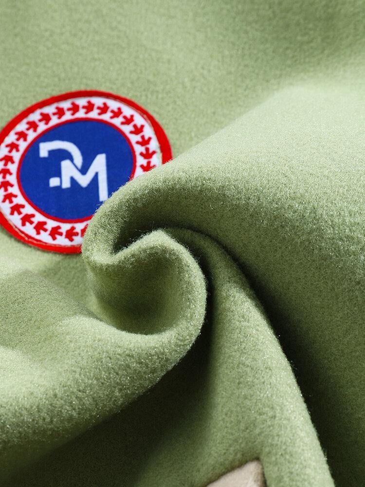 Män Badge Warm Drop Shoulder Basebollkrage Långärmad Jacka