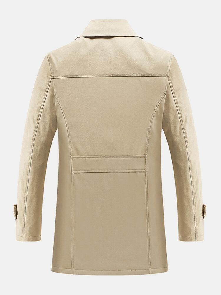 Mäns Plyschfodrade Varma Knappar Framme Lapel Casaul Slant Pocket Coats