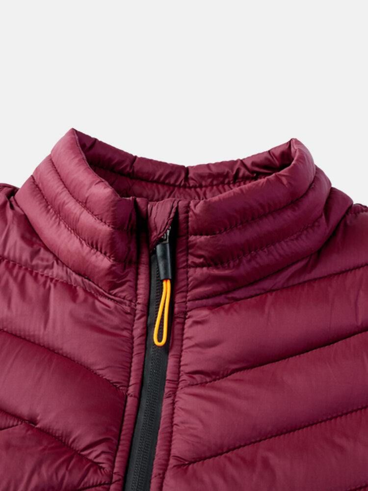 Mäns Solid Vadderad Zip Up Basic Vadderade Kappor Med Världsficka