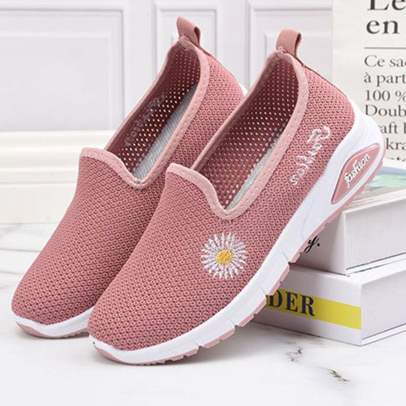 Dam Daisy Decor Mesh Comfy Andas Casual Slip On Sneakers