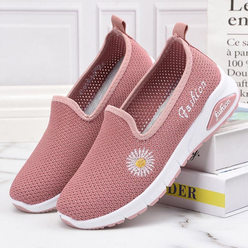 Dam Daisy Decor Mesh Comfy Andas Casual Slip On Sneakers