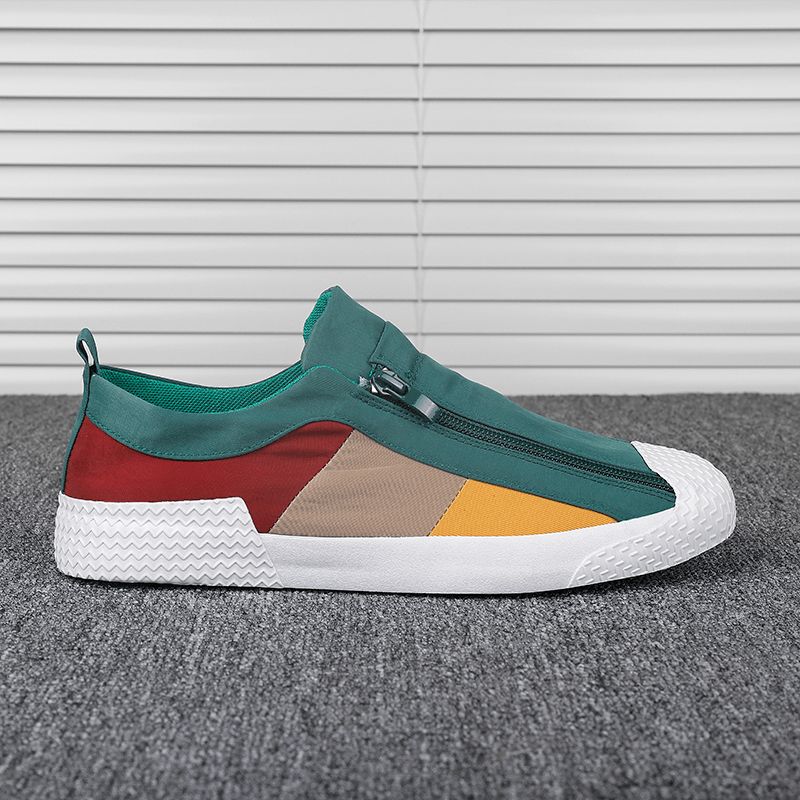 Herr Colorblock Comfy Andas Dragkedja Casual Canvas Sneakers