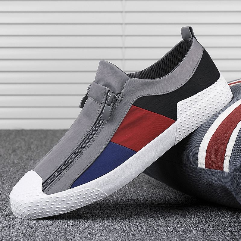 Herr Colorblock Comfy Andas Dragkedja Casual Canvas Sneakers