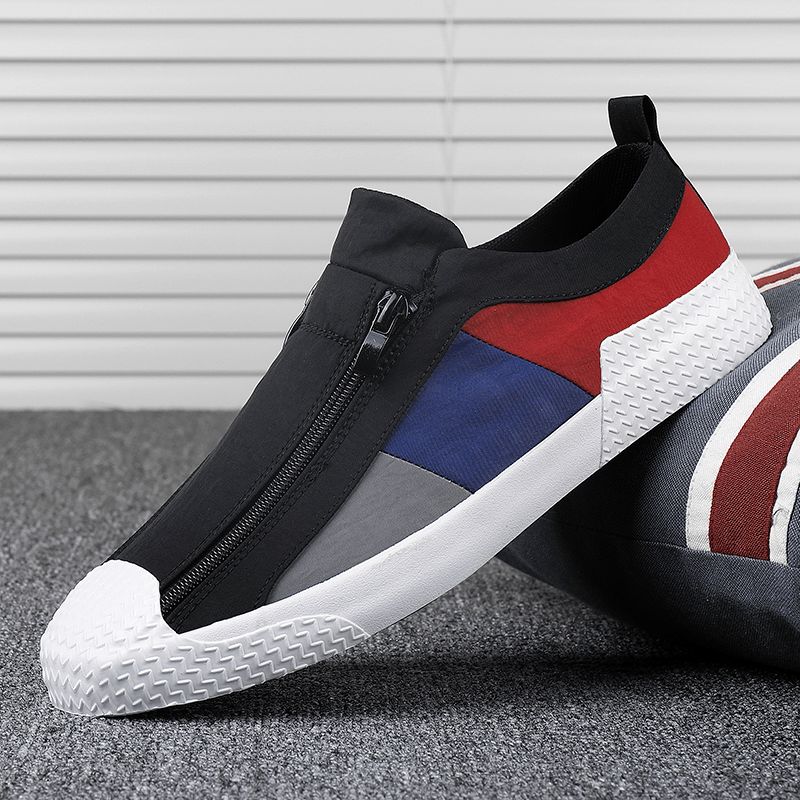 Herr Colorblock Comfy Andas Dragkedja Casual Canvas Sneakers