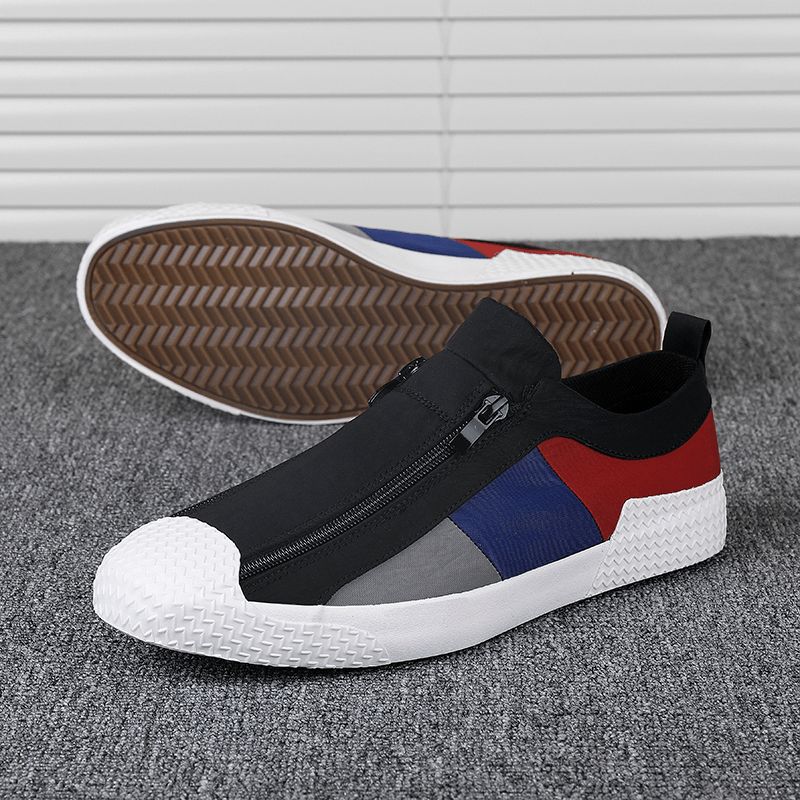 Herr Colorblock Comfy Andas Dragkedja Casual Canvas Sneakers