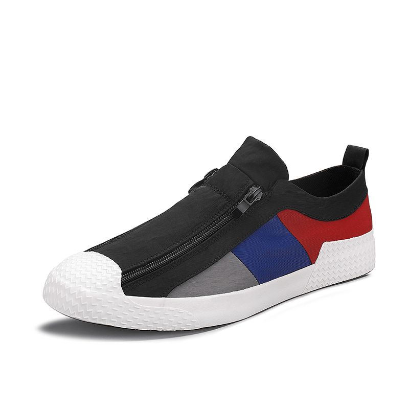 Herr Colorblock Comfy Andas Dragkedja Casual Canvas Sneakers